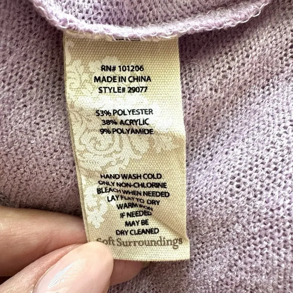 Soft Surroundings Women’s Zipper Accent Popover Lightweight Lilac Sweater Sz M